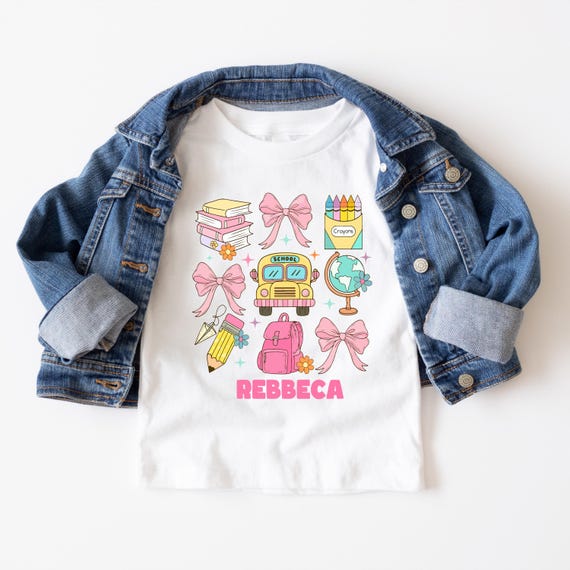 Personalized Back To School Girls Shirt, Custom Girls School Shirt, First Day Of School T-Shirt, Toddler School Shirt, Preschool Shirt