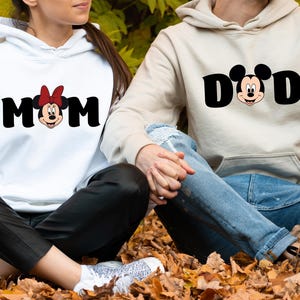 Minnie Mom Mickey Dad Hoodie, Disney Couple Hoodie, New Dad Mom Gift,Family Couple Matching Hoodie,Minnie Mouse Mom Hoodie,Mickey Dad Hoodie