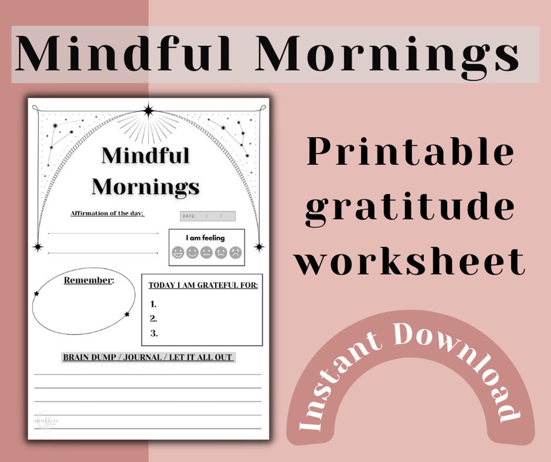 Mindful Morning Worksheet Printable Gratitude Sheet Digital Morning ...