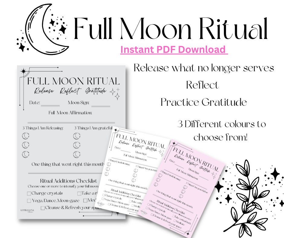 Full Moon Ritual Worksheet Worksheet Journal Manifestation - Etsy