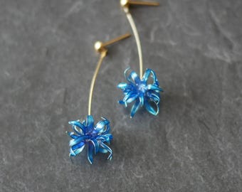 Blue spider lily earrings