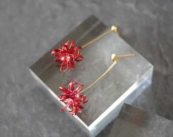 Red spider lily earrings