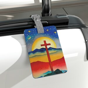 Cross of Christ Luggage Tag, Colorful Luggage Tag, Christian Luggage Tag, Jesus Luggage Tag, Unique Gift for Traveler