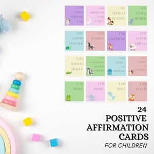 Tarjetas de afirmación para niños, Tarjetas motivacionales, Citas positivas, Autocuidado, Yoga para niños, Tarjetas didácticas Montessori, Salud mental para niños, Confianza