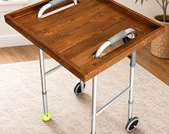 Handmade Wooden Walker Tray | Universal Fit Solid Wood Tray for Mobility Walkers | Heavy Duty Medical Accessory Gift