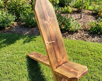 Handcrafted Wooden Viking Chair | Folding Campfire Stargazing Chair | Heavy Duty Portable Outdoor Lawn Chair | Rustic Reclining Plank Chair