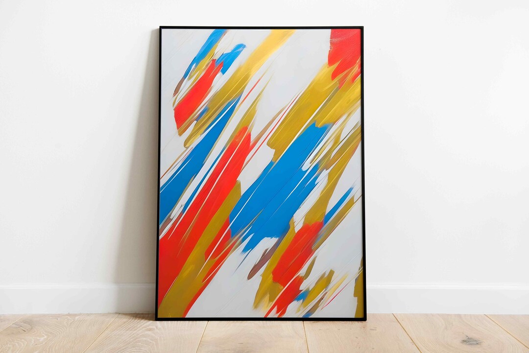 Printable Red Blue Wall Art Living Room Abstract Art Etsy