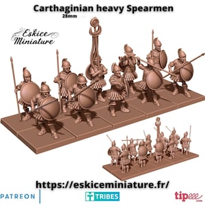 Carthaginian Heavy Spearmen Set of 10 | Eskice Miniature | Miniature | Wargaming | 28mm | Carthage