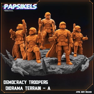 Democracy Troopers Diorama Set of 5 | Hero Scale | Miniature | Diorama | Papsikels Miniatures | Wargaming | Table Top | 28mm