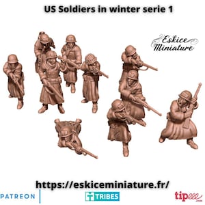 US Winter Soldiers Series 1 Set of 10 | Eskice Miniature | Miniature | Wargaming | 28mm | World War 2