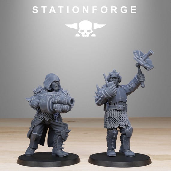 Set Di Figure In Resina Guardia Corrotta Settari Per Warhammer 40k, Scala 32mm, Station Forge