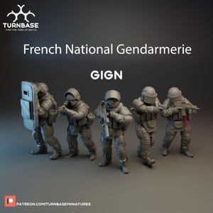 French GIGN | National Gendarmerie Set of 5 | Elite Police Tactical Unit | TurnBase Miniatures | Miniature | Wargaming | 28mm | Modern