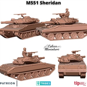 Tanque estadounidense M551 Sheridan / Miniatura de Eskice / Miniatura / Wargaming / 28 mm / Moderno / EE. UU. / Tanque