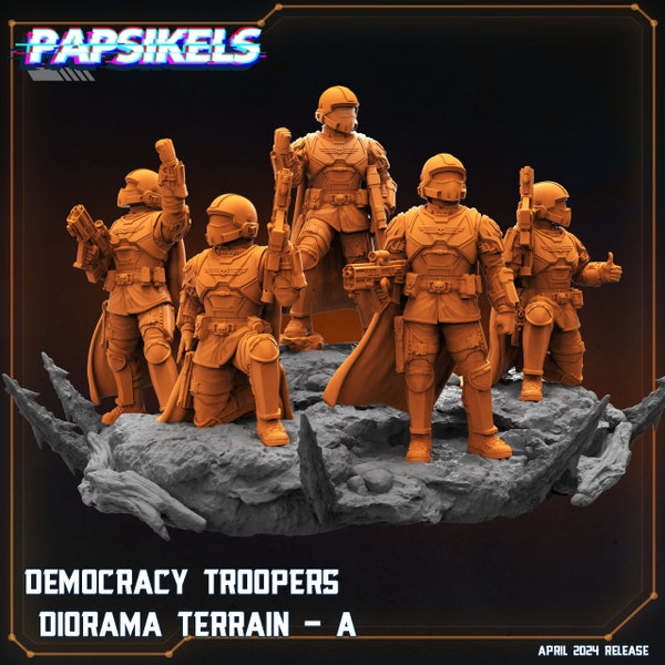 Democracy Troopers Set of 5 | Miniature | Diorama | Papsikels Miniatures | Wargaming | Table Top | 28mm