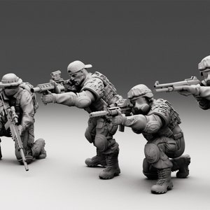 Apocalyptic Zombie USMC Survivor Set of 4 | TurnBase Miniatures | Miniature | Wargaming | 28mm | Modern