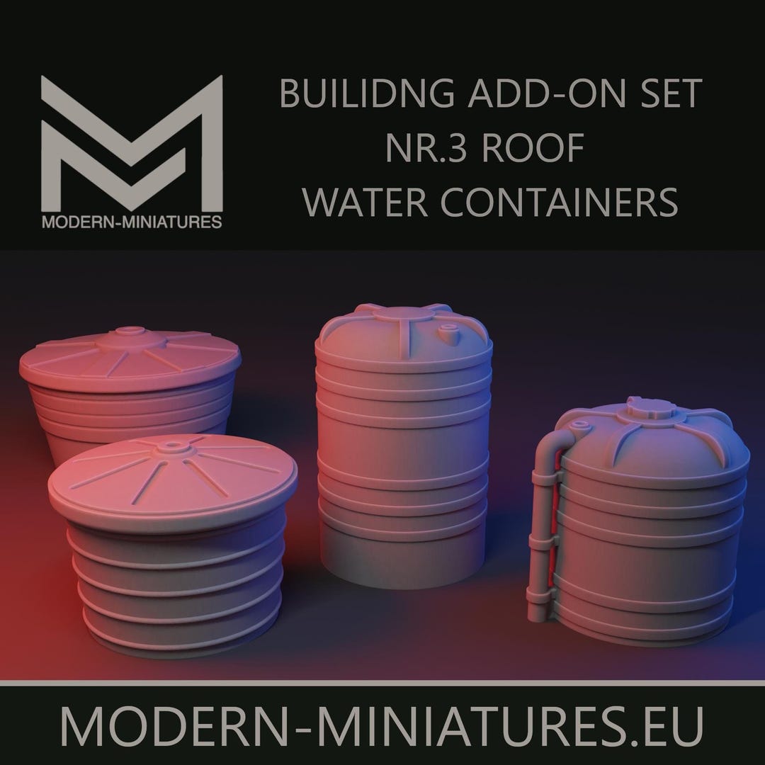 Container Tank Miniature Roof Nr.3 Water Containers Set | Mena | Modern Miniatures.eu ...
