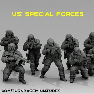 Conjunto de 9 Forças Especiais dos EUA | TurnBase Miniatures | Miniatura | Wargaming | 28 mm | Moderno