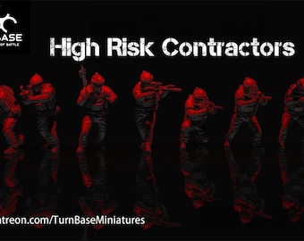 High Risk Contractors Set of 7 | TurnBase Miniatures | Miniature | Wargaming | 28mm | Modern