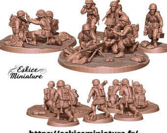 Warlord Games - Équipes D'Armes Marines US WWII - 6 Figurines Résine 28mm - Pour Bolt Action