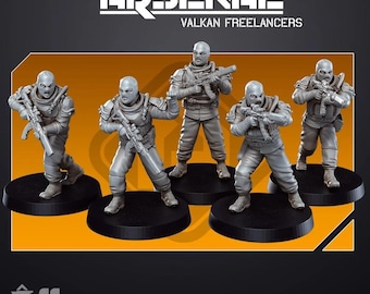Valkan Freeelancers - Set of 5 | Skullforge Studios | Arsenal | Miniature | Wargaming | 28mm | 32mm