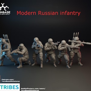 Modern Russian Infantry Set of 6 | Stationary Weapons Pack | TurnBase Miniatures | Miniature | Wargaming | 28mm | Modern