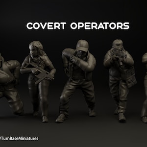 Covert Operators Set of 5 | TurnBase Miniatures | Miniature | Wargaming | 28mm | Modern