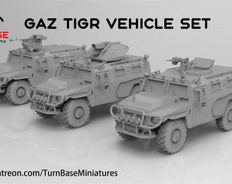 Gaz 2975 Tigr Armored Vehicle - 3 Types | Turnbase Miniatures | Miniature | Wargaming | 28Mm | Modern