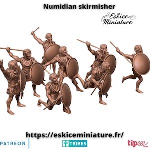 Numidian Skirmisher Set of 8 | Eskice Miniature | Miniature | Wargaming | 28mm | Numidia | Ancient