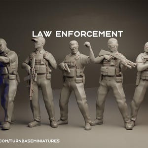 Law Enforcement Set of 5 | TurnBase Miniatures | Miniature | Wargaming | 28mm | Modern