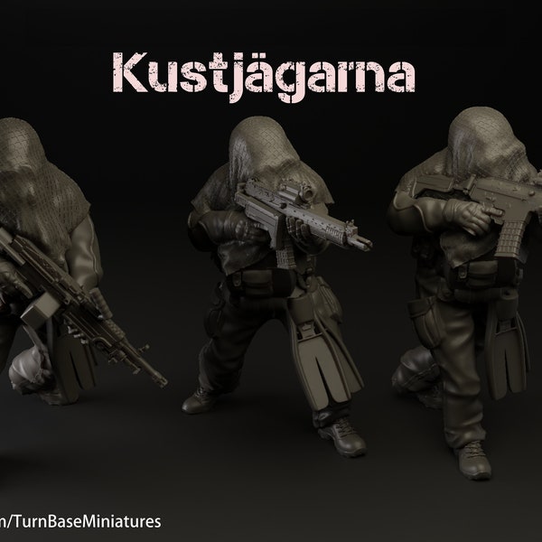 Kustjägarna Conjunto de 3 / Rangers suecos / Sellos de la Marina / Miniaturas TurnBase / Miniatura / Wargaming / 28mm / Moderno