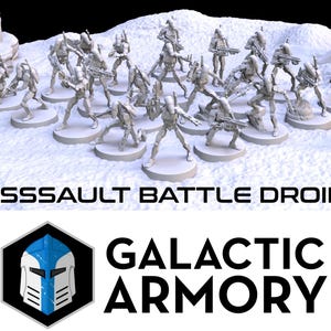 Assault Battle Droids - Set of 21 | Galactic Armory | Miniature | Legion | Sci-Fi | 28mm | Hero Scale