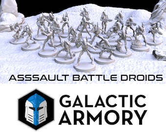 Droïdes de combat d'assaut - Ensemble de 21 | Arsenal galactique | Miniatures | Légion | Science-fiction | 28 mm | Échelle de héros