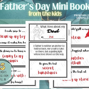 What I love About My DAD, Father's Day Keepsake, Printable Handmade Gift, Mini Book Template, All About Dad