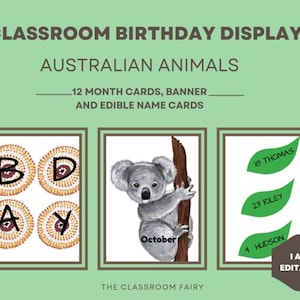 Customisable Birthday Wall Chart - Australian Animals
