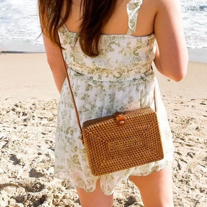 Rattan square bag hot sale