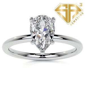3.02CT Pear Cut Moissanite Engagement Ring, Solitaire Diamond Ring ,With Hidden Halo Ring, 925 Starling Silver Ring ,Gift For Women