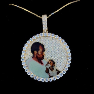 Colgante de foto personalizado redondo de 2 pulgadas, memoria con hijo y papá, mejor regalo del día del padre, colgante de imagen redonda clásica, colgante de memoria personalizado
