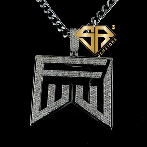 Colgante con logotipo 3D personalizado y logotipo de la marca, colgante con letra personalizada 925, colgante con inicial "FWW", colgante de moissanita DVVS de máxima calidad