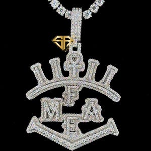 Pingente de letra Iced Out Moissanite VVS Prata Hip Hop, Pingente de letra personalizada com diamante de corte redondo Family Forever, Pingente de prata 925