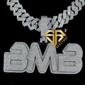 Personalize o último pingente de charme de nome grande, pingente de nome Iced Out, pingente de hip hop de prata esterlina 925, pingente de nome de clareza VVS do rapper Ice Out