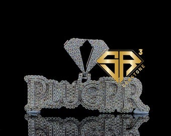 Custom Iced "PLUGPR" Pendant, VVS Moissanite, Hip Hop Jewelry