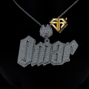 Custom Letter Name VVS Moissanite Pendant,Silver Hip Hop VVS Moissanite Pendant,Custom Iced Out Pendant,Unisex Pendant,Pass Diamond Tester