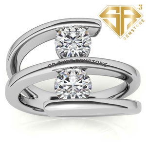 3.2ct diamond Moissanite Round Coil Ring, Spiral Diamond Ring, Wrap Round Ring, Two Round Cut Ring, Simulated Diamond Coil Ring