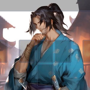 Arte do Playmat Flesh & Blood - Katsu (com/sem zonas de jogo)
