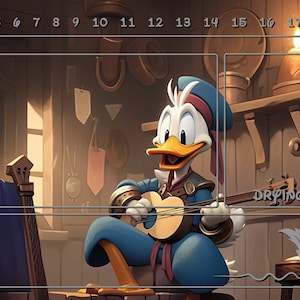 Lorcana speelmat artwork - Ronald Quack Bard (met/zonder speelzones)