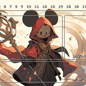 Lorcana Playmat Artwork - Markey Muizen Wizard! (Met/Zonder speelzones)