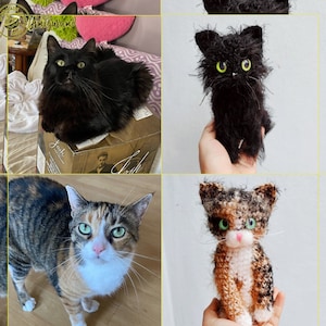 Peluche chat personnalisée, chat en peluche personnalisé, chat au crochet personnalisé, peluche personnalisée, cadeau personnalisé pour animal de compagnie, souvenir d'animal de compagnie, animal en peluche