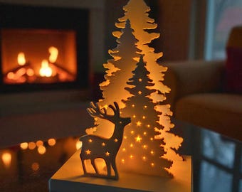 Reindeer Silhouette Light – Minimalist LED Christmas Tree Scene Decor