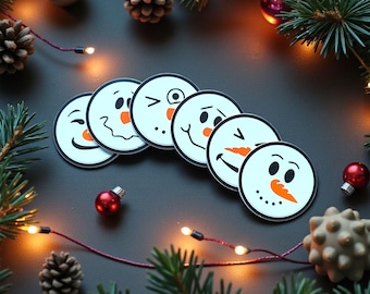 Snowman Face Coaster Set – Festive Holiday Drink Coasters (Set of 6)
