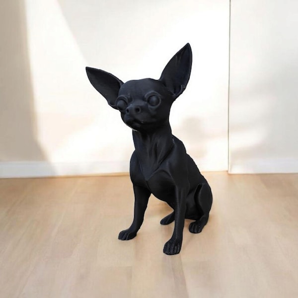 3D Printed Chihuahua Statue: Minimalist Dog Lover Decor